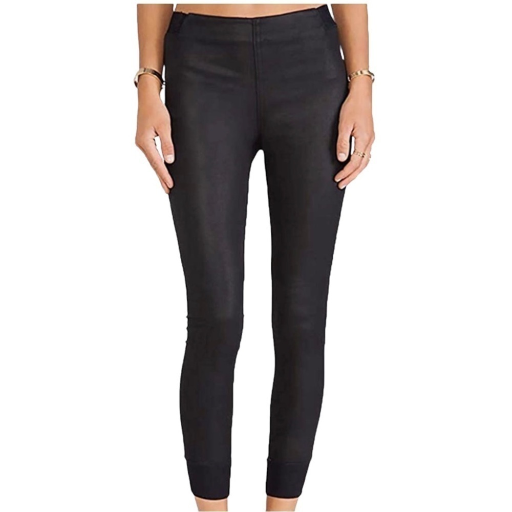 Rag & Bone The Danny Black Waxed Faux Leather Pull On Joggers Women’s 26 - Picture 4 of 11